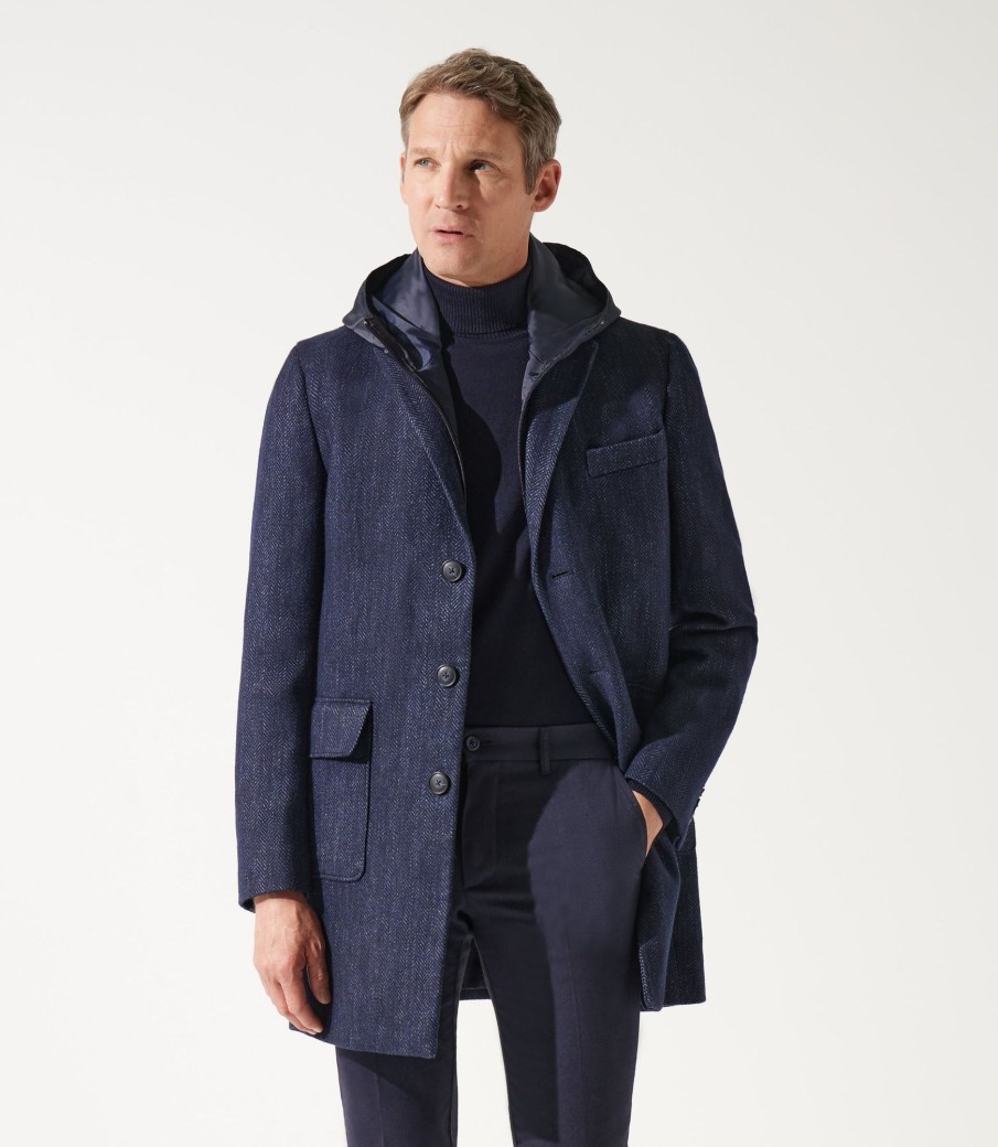 Vetements IZAC | Manteau Croisé Bleu-Indigo