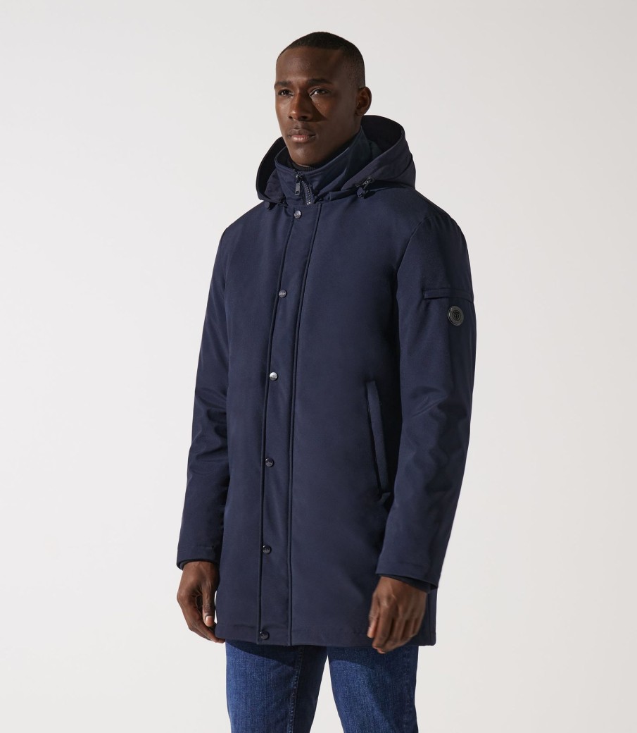 Vetements IZAC | Parka à capuche Mirko bleu marine