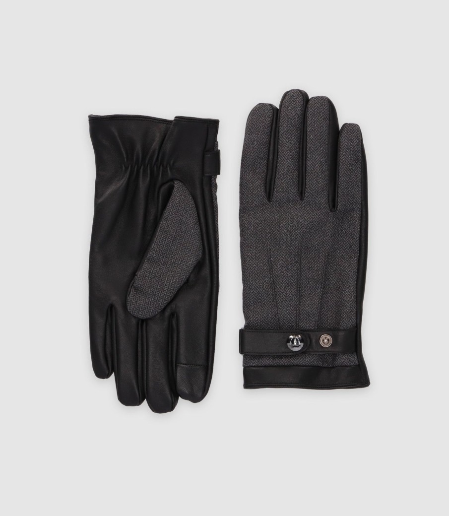 Accessoires IZAC | Gants en cuir noirs