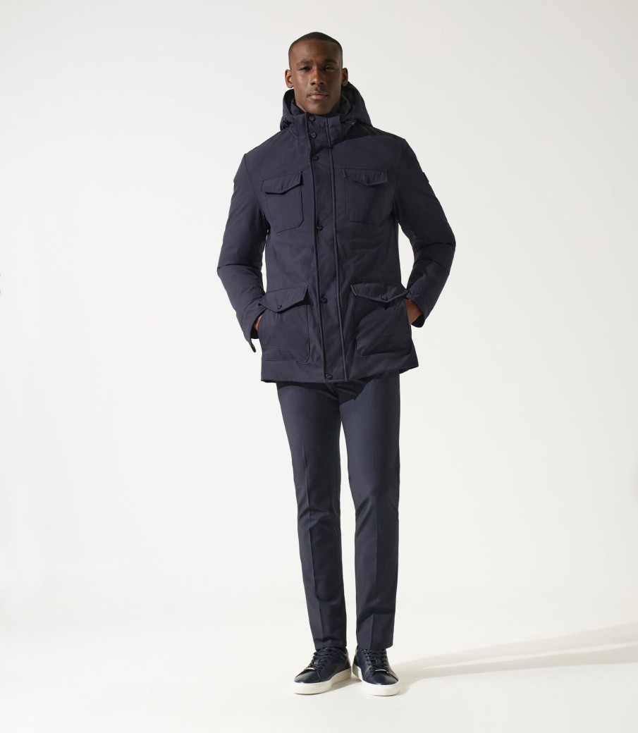 Vetements IZAC | Parka longue 4 poches Miran bleu marine