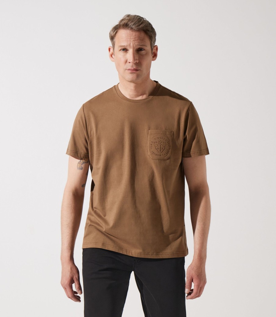 Vetements IZAC | Mc Col Rond Poche Logo Camel-Fonce