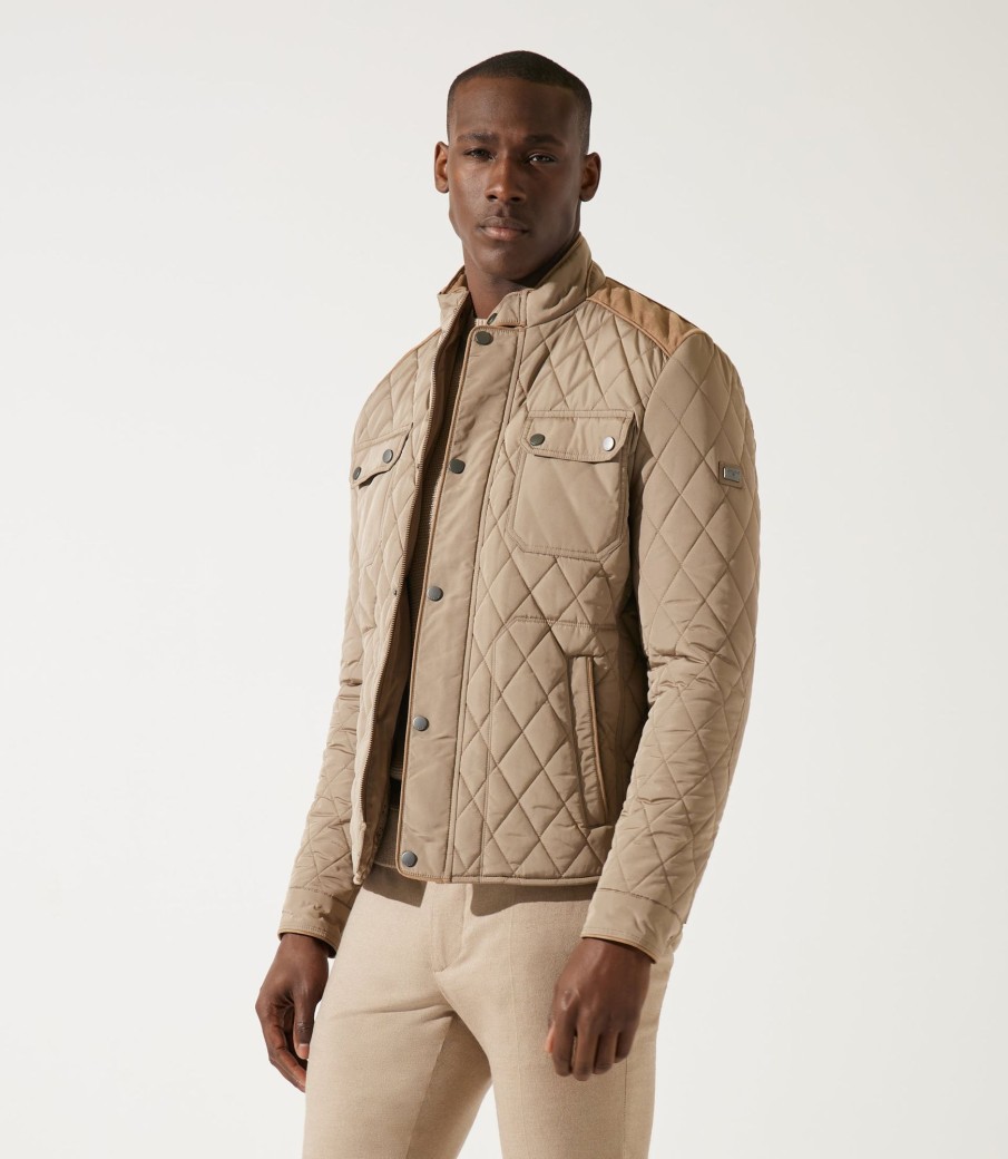 Vetements IZAC | Veste surchemise matelassée à col montant Maceo taupe