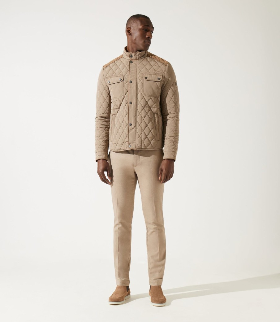 Vetements IZAC | Veste surchemise matelassée à col montant Maceo taupe