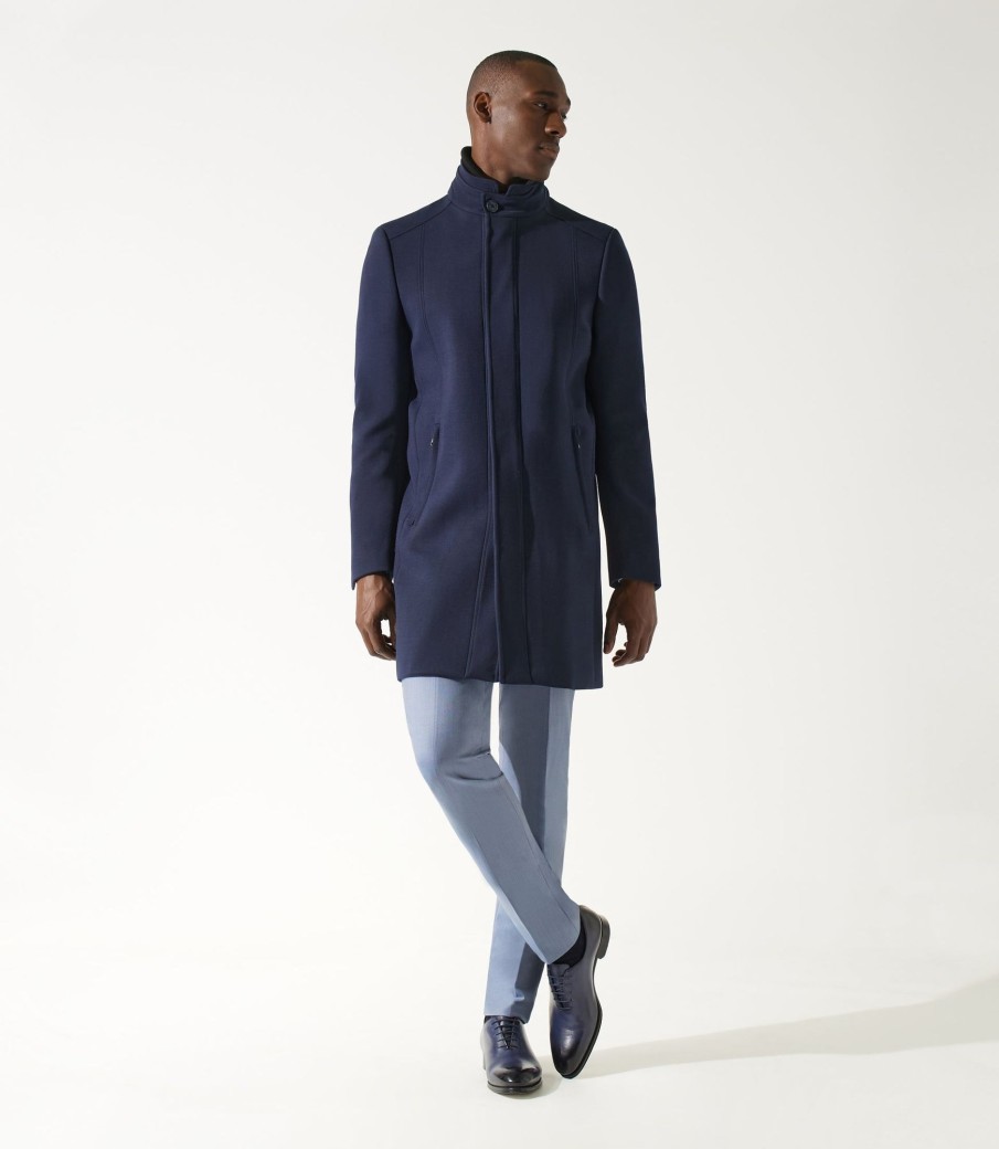 Vetements IZAC | Manteau City Laine Bleu Marine