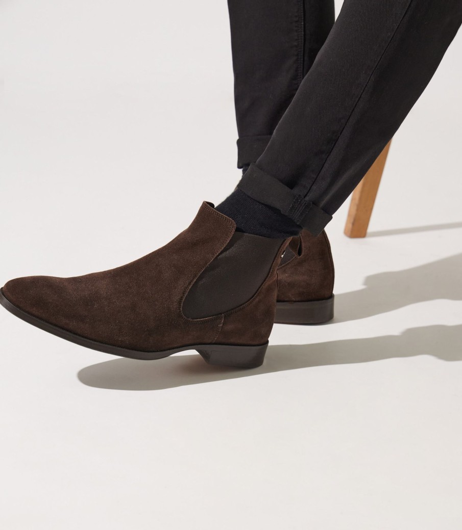 Chaussures IZAC | Bottes élastiques en daim marron Opheli