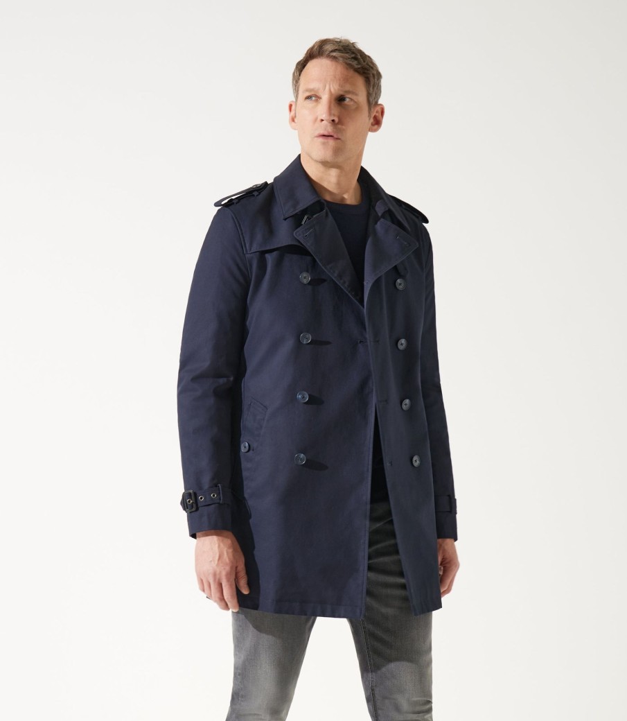 Vetements IZAC | Trench Double Boutonnage Marine