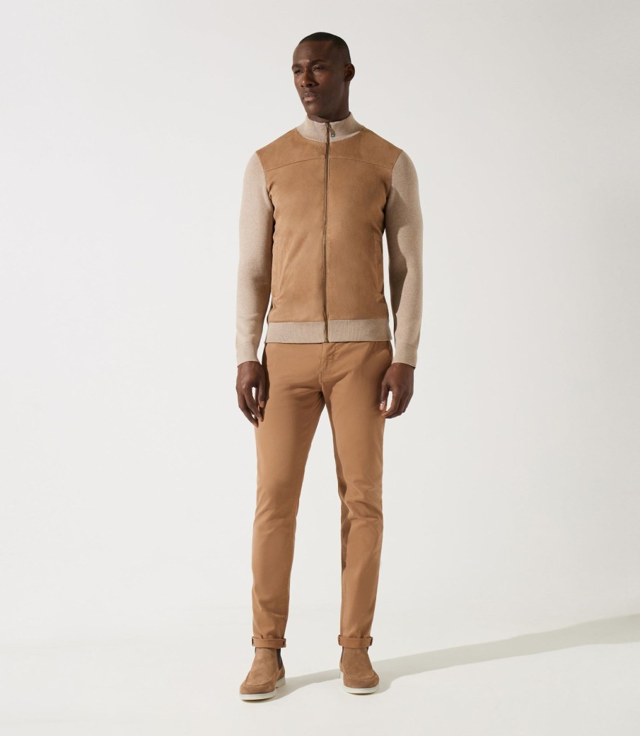 Vetements IZAC | Gilet Zipe Mix Matière Beige