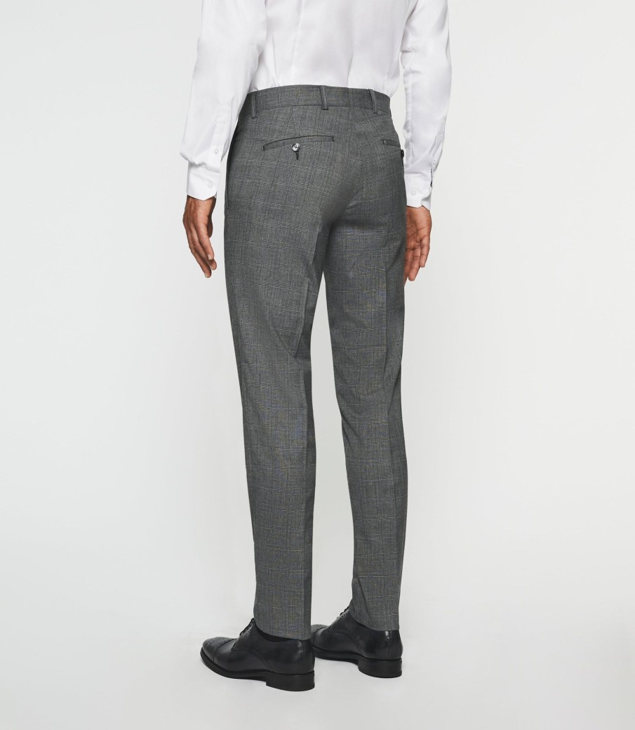 Vetements IZAC Costumes 3 Pieces | Pantalon de Ville Séparable à Carreaux Gris Fsobre