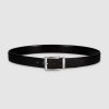 Accessoires IZAC | Ceinture Réversible 40 Mm En Cuir Noir Mat Crypto