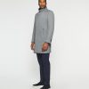 Vetements IZAC | Manteau Droit En Laine Gris Clair Ineon