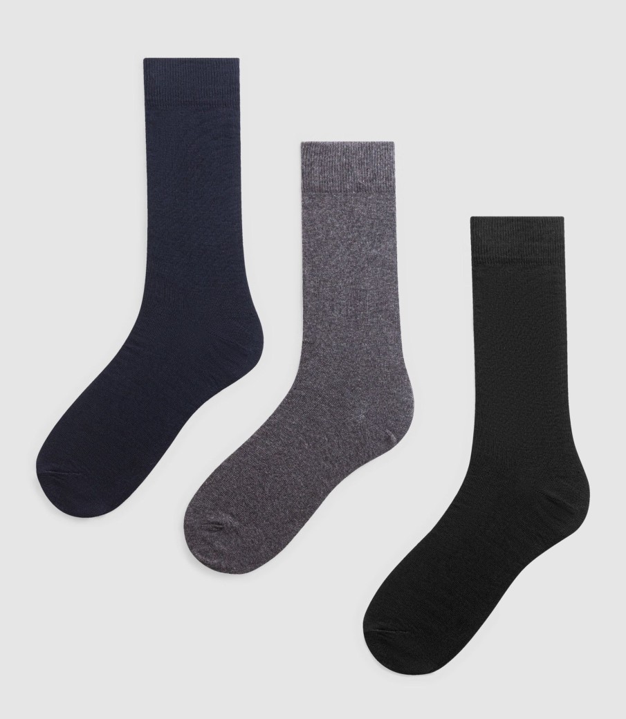 Accessoires IZAC | Pack3 Chaussettes Co/Stretch Marine_Anthra_Noir