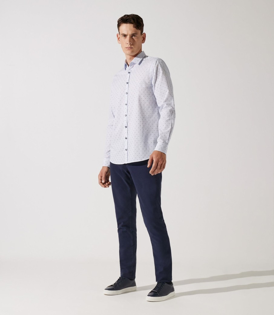 Vetements IZAC | Chemise décontractée blanc-marine