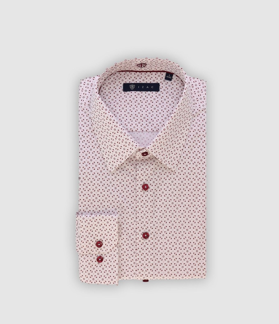 Vetements IZAC | Chemise Blanc-Rose-Bordeaux