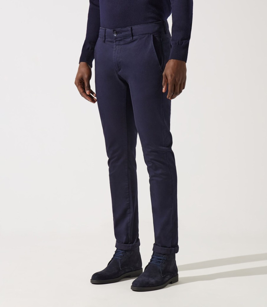 Vetements IZAC | Chino Satin Marine