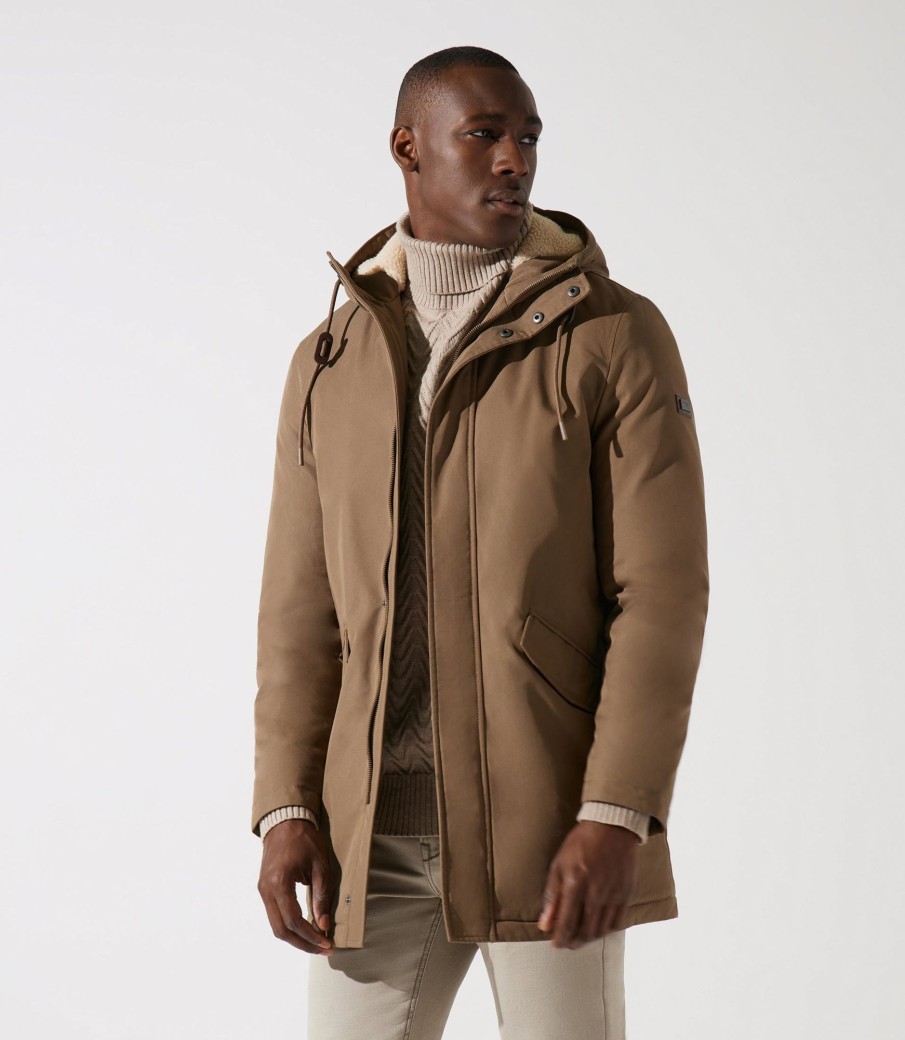 Vetements IZAC | Parka longue à capuche taupe Manchester