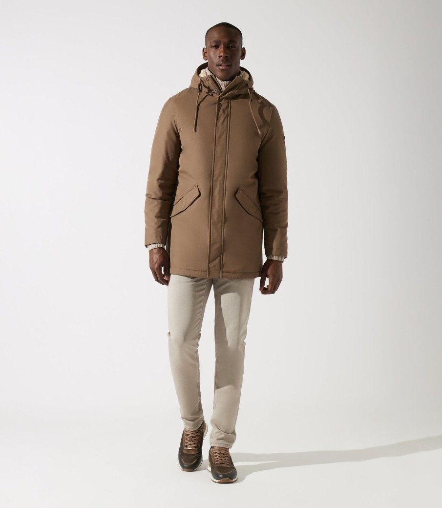 Vetements IZAC | Parka longue à capuche taupe Manchester