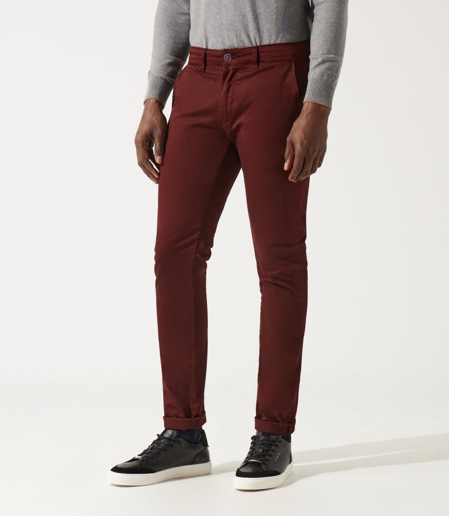 Vetements IZAC | Chino Satiné Bordeaux