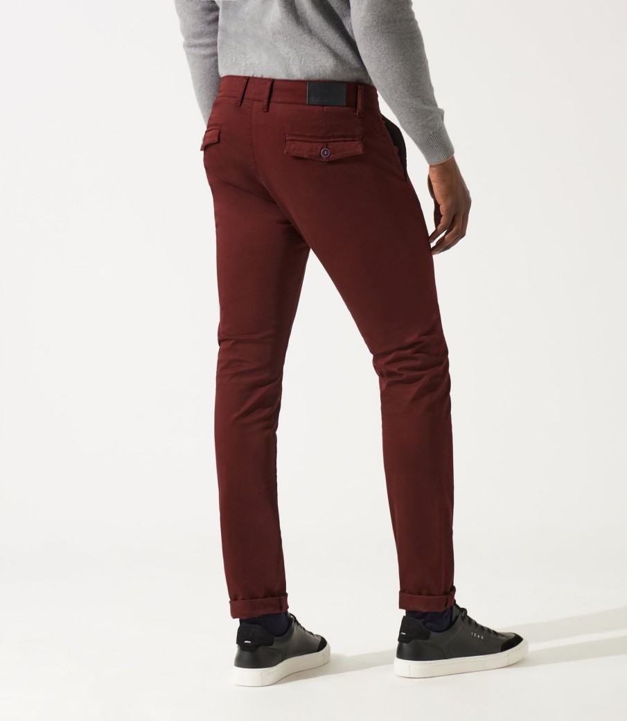 Vetements IZAC | Chino Satiné Bordeaux