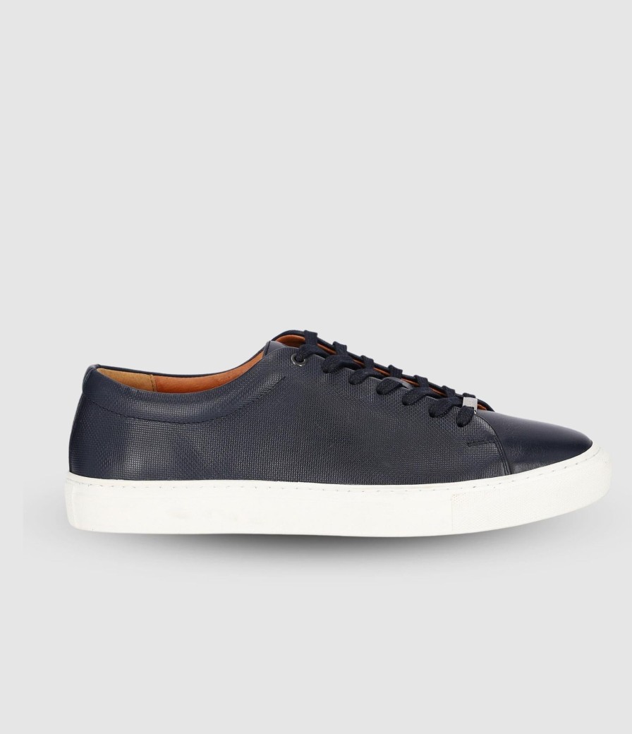 Chaussures IZAC | Baskets Cuir Texture Marine