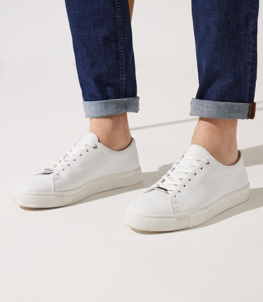 Chaussures IZAC | Baskets En Cuir Lisse Blanc