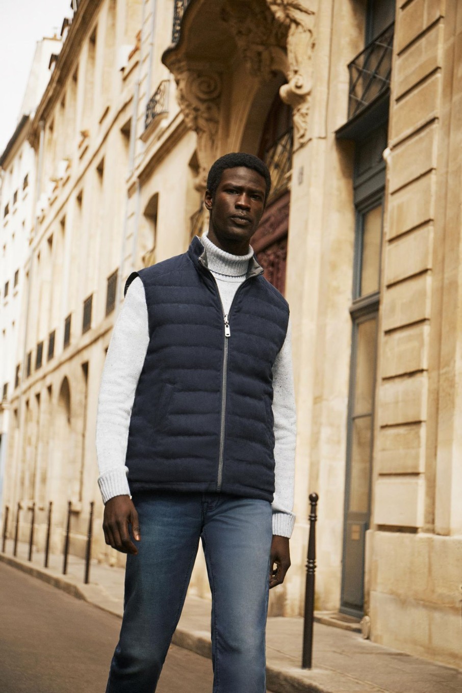 Vetements IZAC | Doudoune sans manches à col montant Navy_Gray Mickel