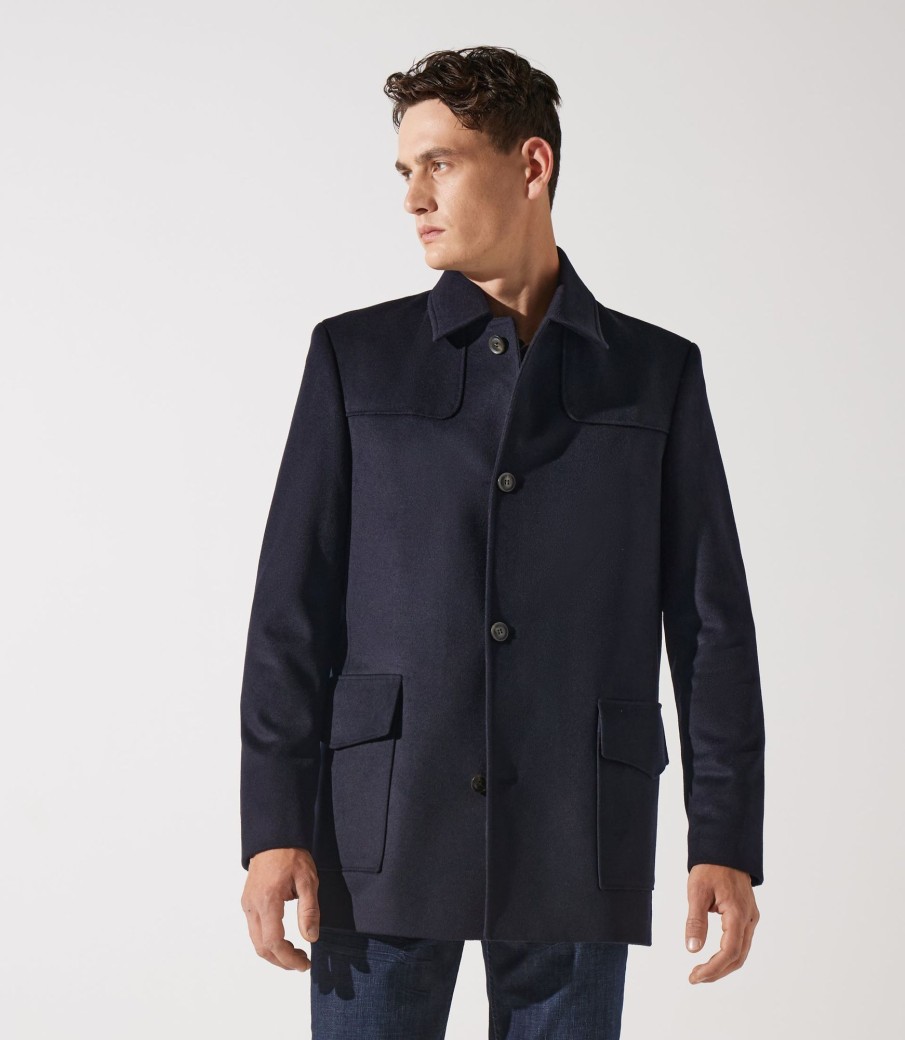 Vetements IZAC | Manteau City En Laine Cachemire Marine