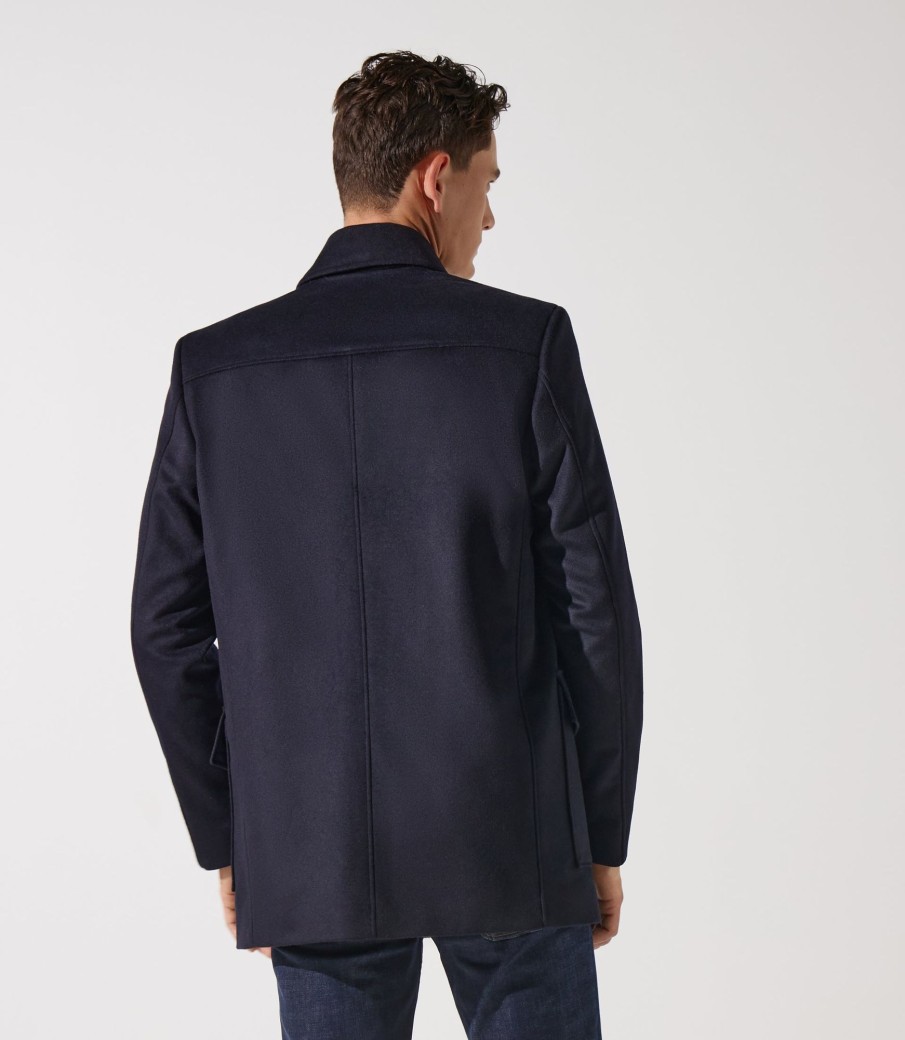 Vetements IZAC | Manteau City En Laine Cachemire Marine