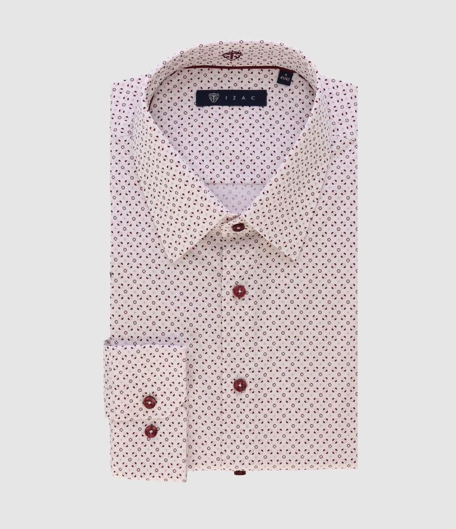 Vetements IZAC | Chemise Blanc-Rose-Bordeaux