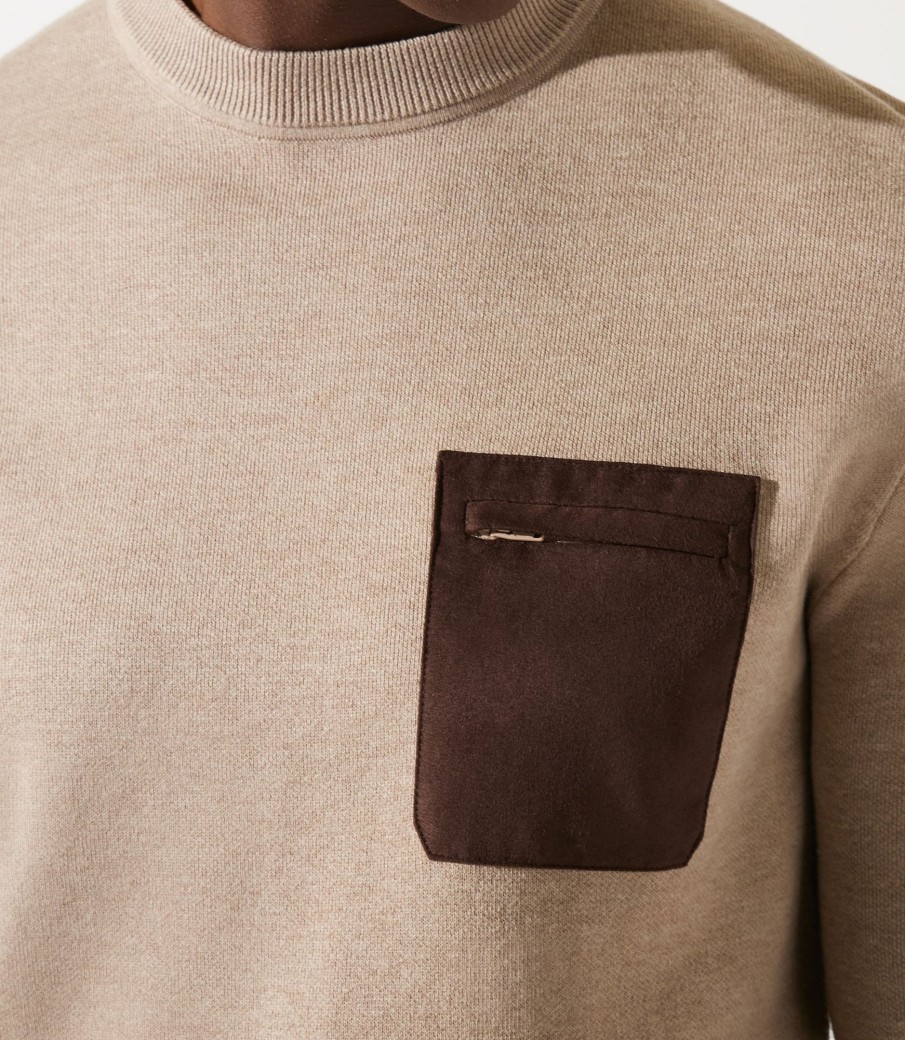 Vetements IZAC | Poche Beige Col Rond