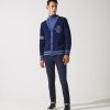 Vetements IZAC | Cardigan boutonné bleu brodé