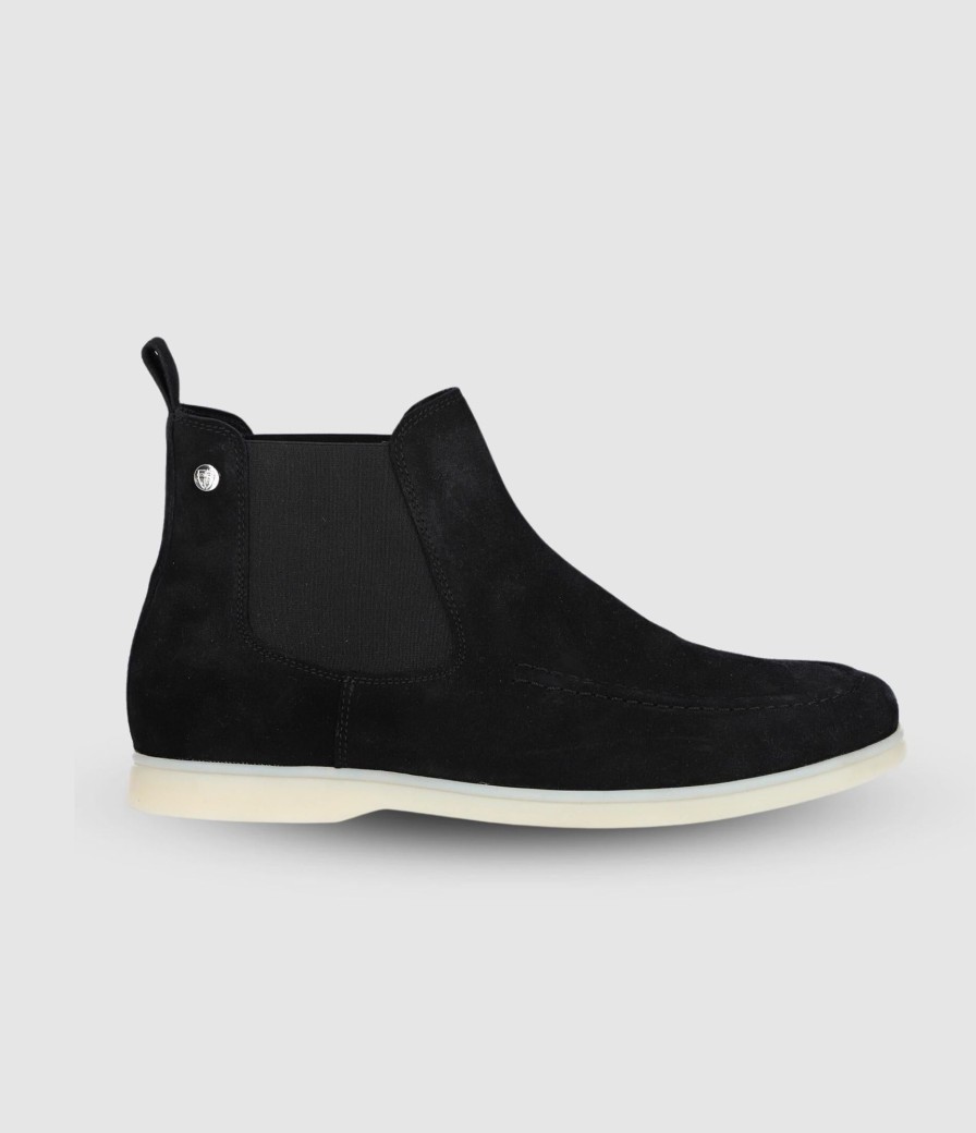 Chaussures IZAC | Botte Élastique En Daim Noir Omaha