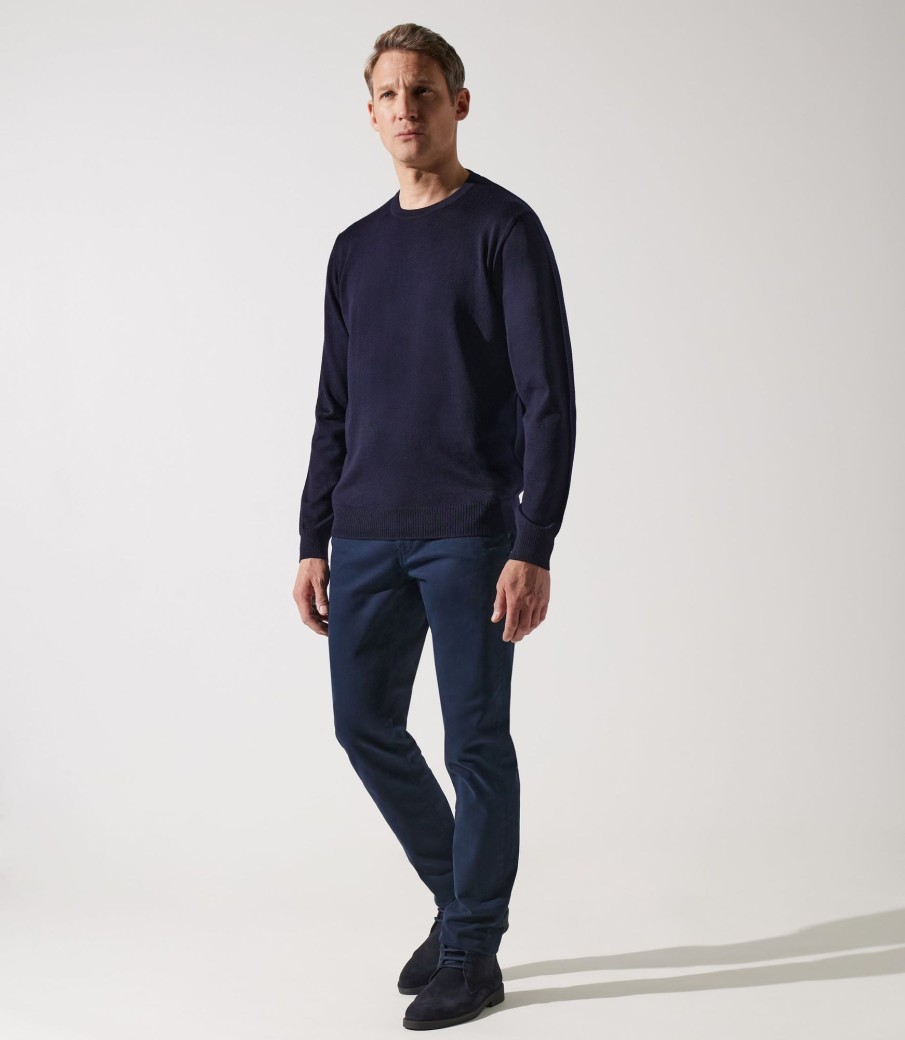 Vetements IZAC | Pull Col Rond Marine