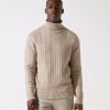 Vetements IZAC | Pull Col Roulé Torsadé Beige