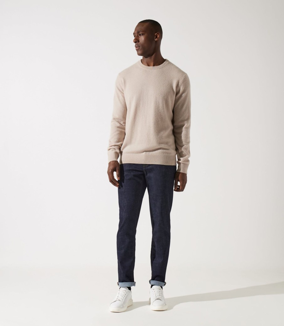 Vetements IZAC | Pull Col Rond En Cachemire Beige Bocash