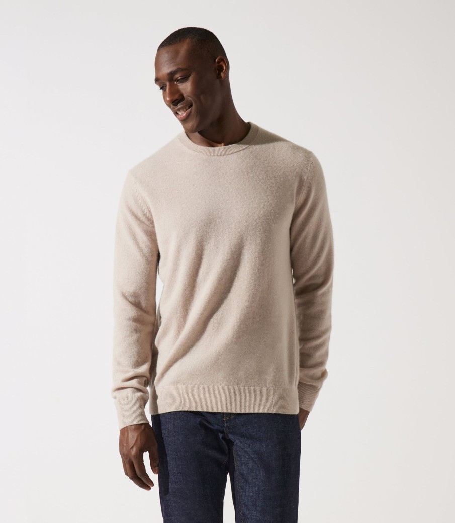 Vetements IZAC | Pull Col Rond En Cachemire Beige Bocash