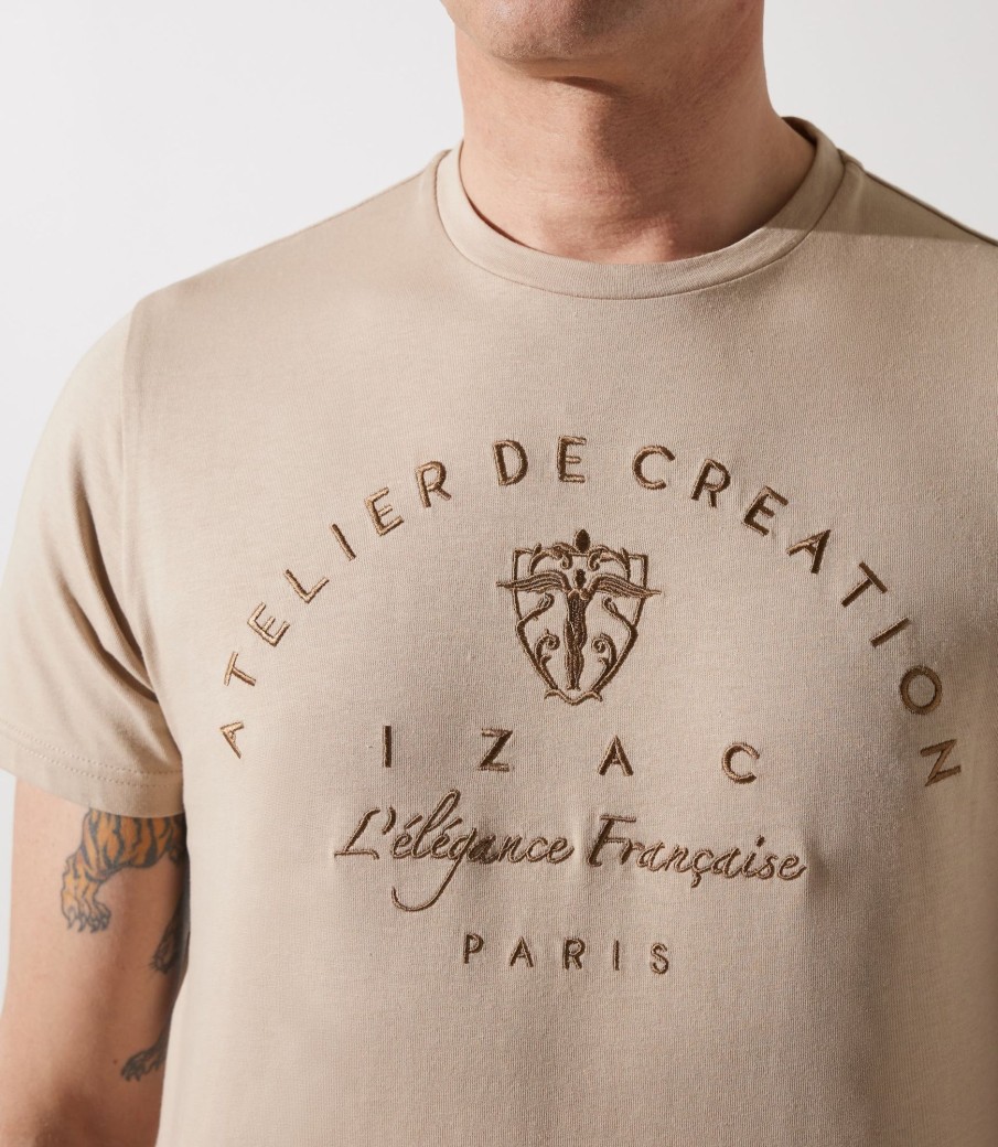 Vetements IZAC | Col rond brodé beige