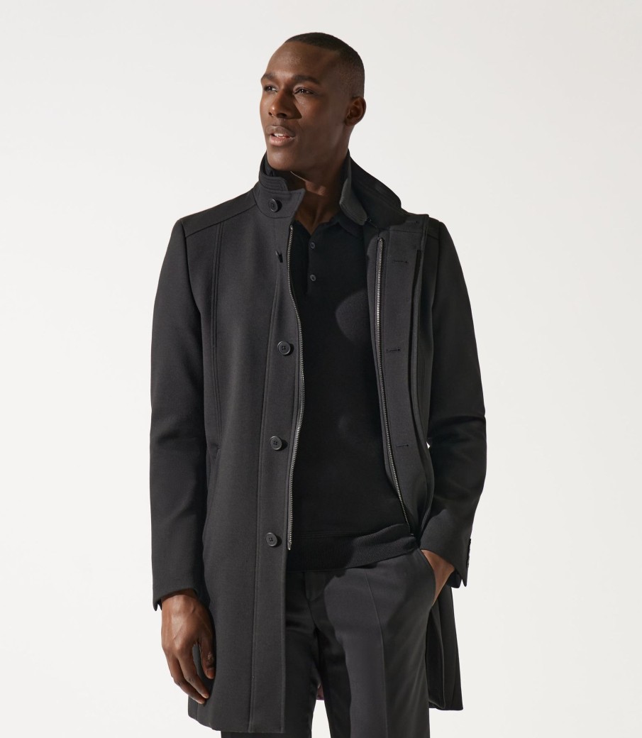 Vetements IZAC | Manteau City En Laine Noir